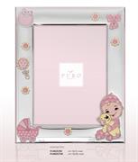 CORNICE BIMBO CON PELUCHE 9X13 ROSA