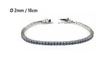 BRACCIALE TENNIS RODIATO CON PIETRE BLU 2MM 18CM