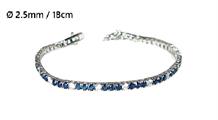 BRACCIALE TENNIS ROD CON PIETRE BIANCHE E BLU 2.5MM CM18