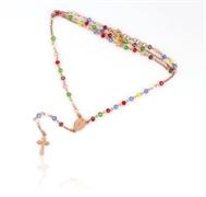 COLLANA ROSARIO MULTICOLOR 3MM CM50 ROSATA ARG.925