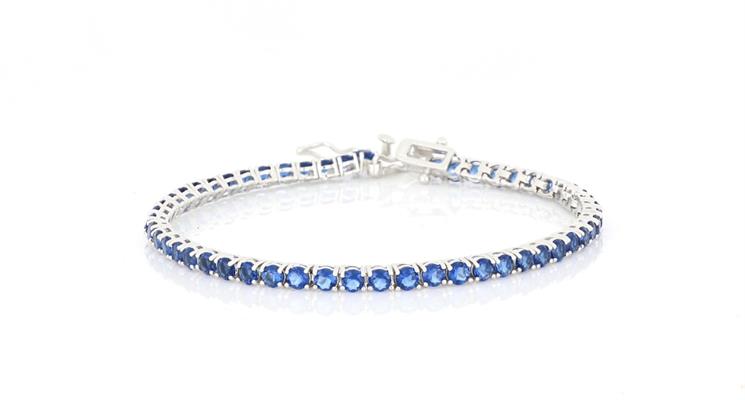 BRACCIALE TENNIS 3mm 18cm RODIATO CON PIETRE BLU