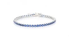 BRACCIALE TENNIS 3mm 18cm RODIATO CON PIETRE BLU