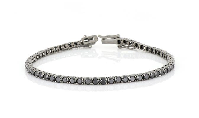 BRACCIALE TENNIS 3mm 18cm RUTENIO CON PIETRE NERE