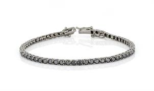 BRACCIALE TENNIS 3mm 20cm RUTENIO CON PIETRE NERE