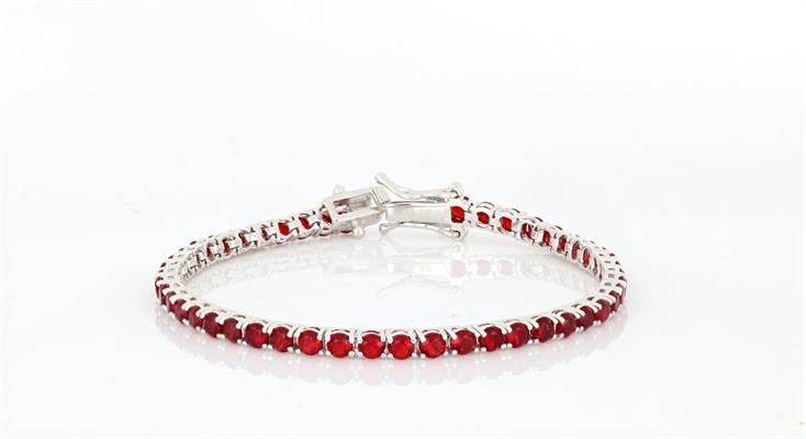 BRACCIALE TENNIS 3mm 16cm RODIATO CON PIETRA ROSSA