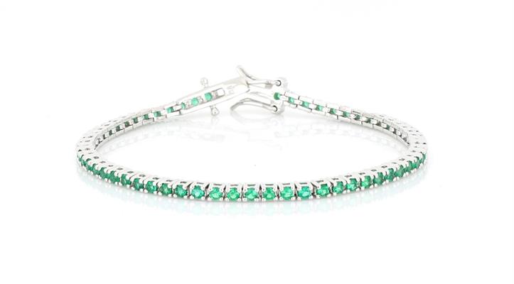 BRACCIALE TENNIS 2mm 16cm RODIATO CON PIETRE VERDI