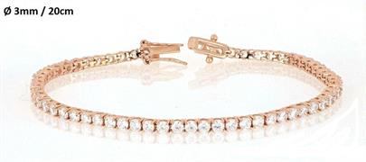 BRACCIALE TENNIS 3mm 20cm RAMATO CON PIETRE BIANCHE