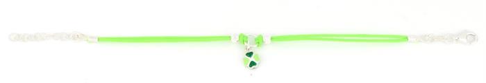 BRACCIALE BIMBO ARG COTONE VERDE CON QUADRIFOGLIO SMALTATO