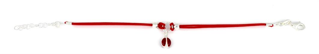 BRACCIALE BIMBO ARG COTONE ROSSO CON COCCINELLA SMALTATA