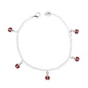 BRACCIALE BIMBO ARG BIANCO CON COCCINELLE PENDENTI