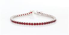 BRACCIALE TENNIS 3mm 20cm RODIATO CON PIETRE ROSSE