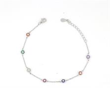 BRACCIALE DONNA CON FIORI COLORATI ZIRCONATI ARG.925