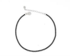 BRACCIALE TENNIS 2mm 17cm+3 RODIO PIETRE NERE