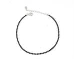 BRACCIALE TENNIS 2mm 17cm+3 RODIO PIETRE NERE