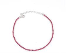 BRACCIALE TENNIS 2mm 17cm+3 RODIO PIETRE ROSSE