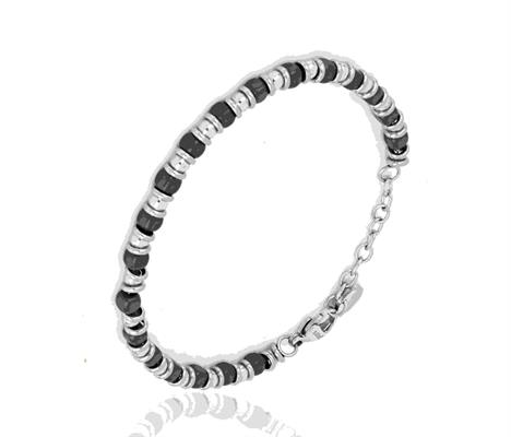 BRACCIALE IN ACCIAIO NERO E BIANCO