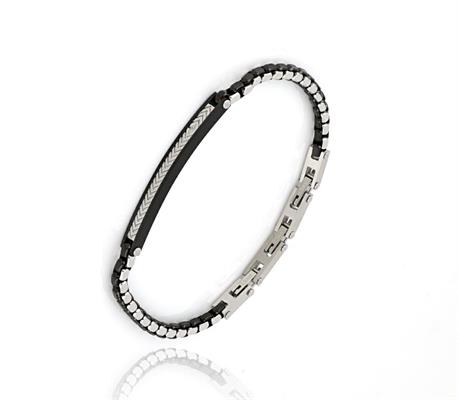 BRACCIALE ACCIAIO CON TARGA E ZIRCONE