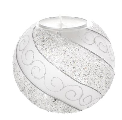 SFERA ONDE GLITTERATE ARGENTO D. 120 CON TEALIGHT MM 57