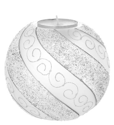 SFERA ONDE GLITTERATE ARGENTO D. 150 CON TEALIGHT MM 57