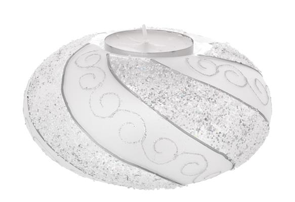 SFERA ONDE GLITTERATE ARGENTO 16X8 CON TEALIGHT MM 57