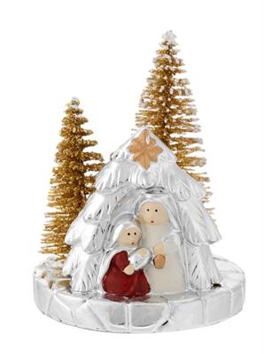 MINI PRESEPE 6X8 CON ALBERELLI DORATI