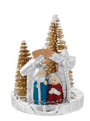 MINI PRESEPE 6X8 CON ALBERELLI DORATI