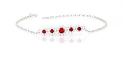 BRACCIALE DONNA KATE PIETRE ROSSE IN ARGENTO 925%