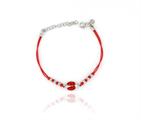 BRACCIALE BIMBO ARG CORDONCINO ROSSO E COCCINELLA SMALTATA