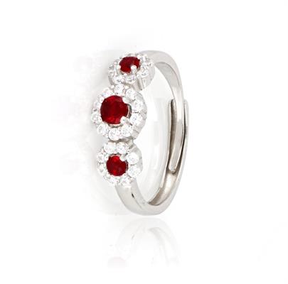 ANELLO KATE TRILOGY OPEN PIETRE ROSSE ARGENTO 925%