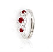 ANELLO KATE TRILOGY OPEN PIETRE ROSSE ARGENTO 925%