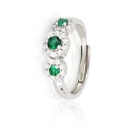 ANELLO KATE TRILOGY OPEN PIETRE VERDI ARGENTO 925%