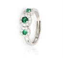 ANELLO KATE TRILOGY OPEN PIETRE VERDI ARGENTO 925%