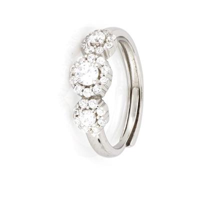 ANELLO KATE TRILOGY OPEN PIETRE BIANCHE ARGENTO 925%