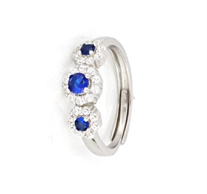 ANELLO KATE TRILOGY OPEN PIETRE BLU ARGENTO 925%