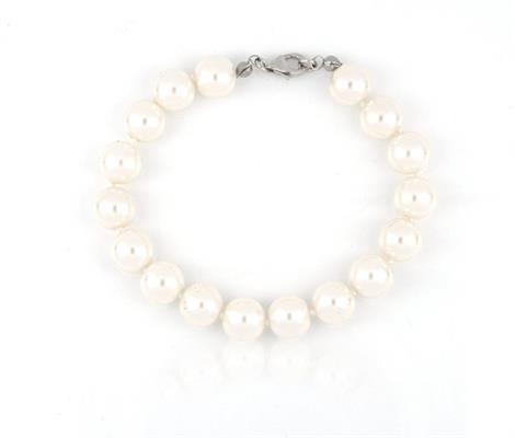 BRACCIALE PERLE KULTRA BIANCO 10 MM CON CHIUSURA IN ARGENTO